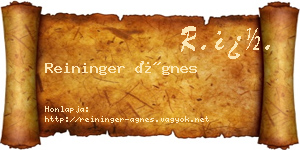 Reininger Ágnes névjegykártya